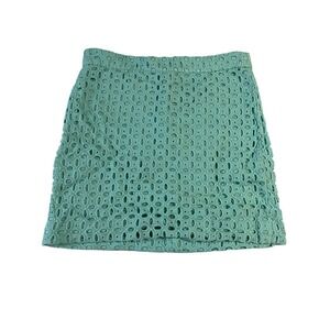J.Crew Summer time lace overlay skirt in aqua/turquoise, 100% cotton, Size 4
